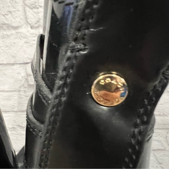 COACH TALIA BLACK TALL GOLD TURN LOCK LOGO RUBBER RAIN BOOTS A7850 Size 7 - Picture 8 of 13